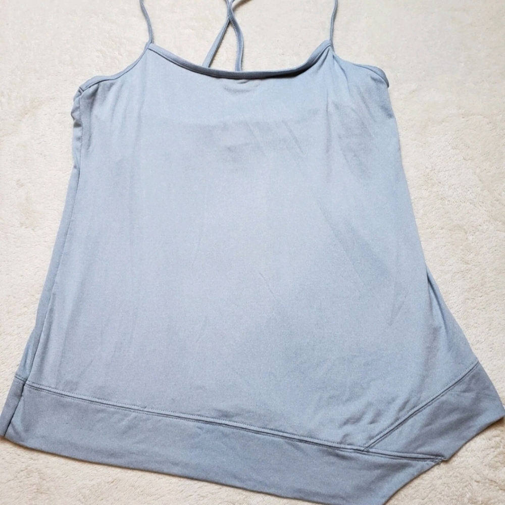 Jockey Asymmetric Athletic Tank Top Med Criss Cross Racerback Built in Sport Bra